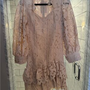 Elegant Lace Dress with Ruffle Hem